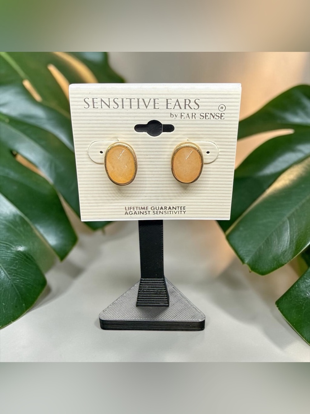 💛Sensitive Ears by Ear Sense💛Gold-Tone Butterscotch Faceted Oval Stud Earrings